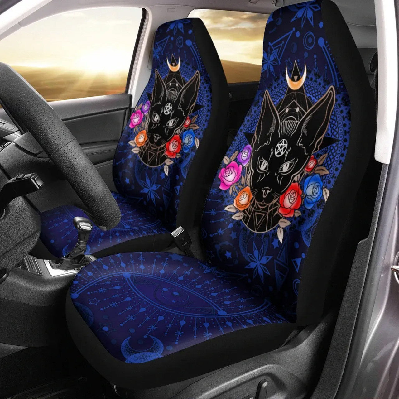 Celtic Wicca Occult Cat Wicca- Witch Seat Covers 0822