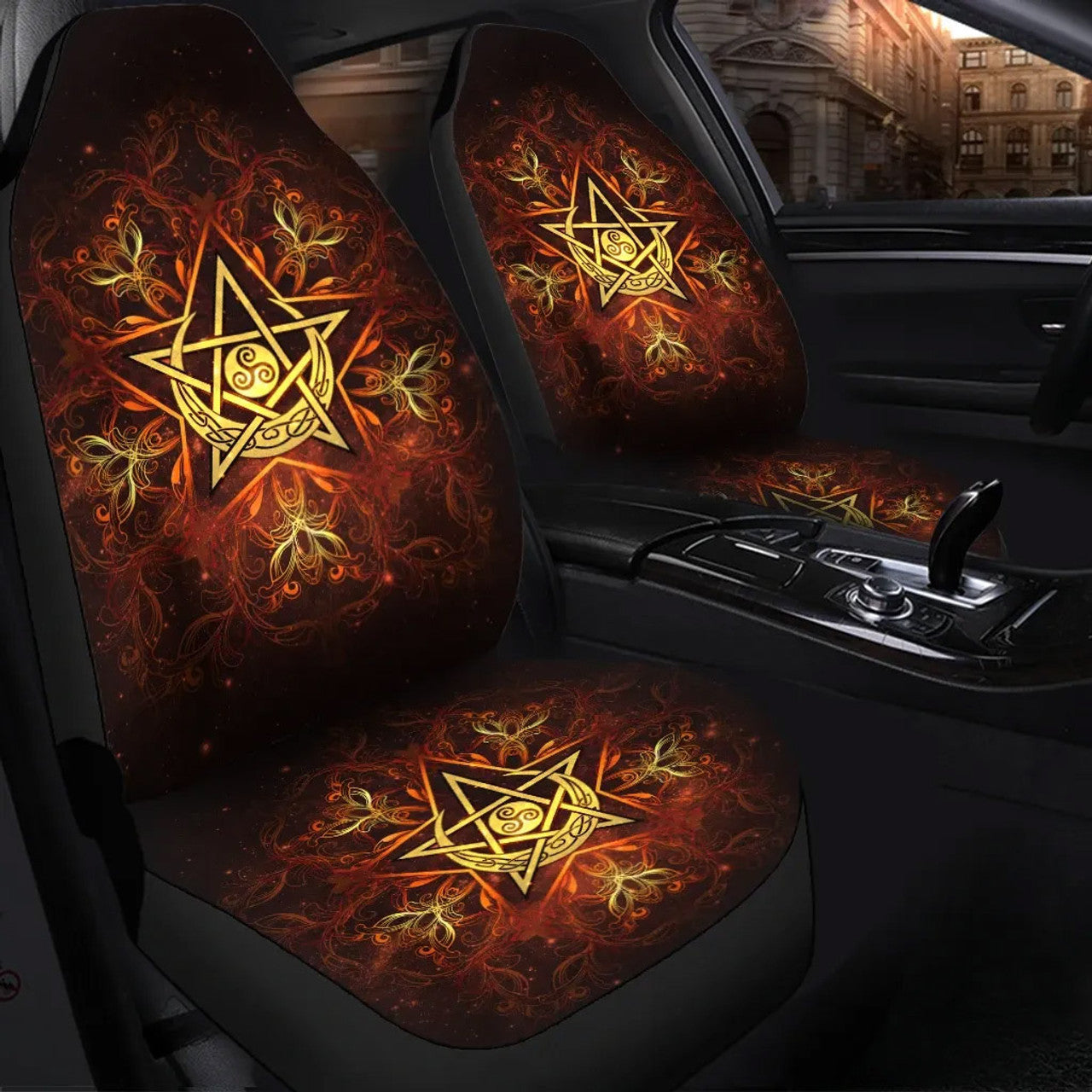 Celtic Wicca Celtic Triskelion Pentagram Moon- Witch Seat Covers 0822