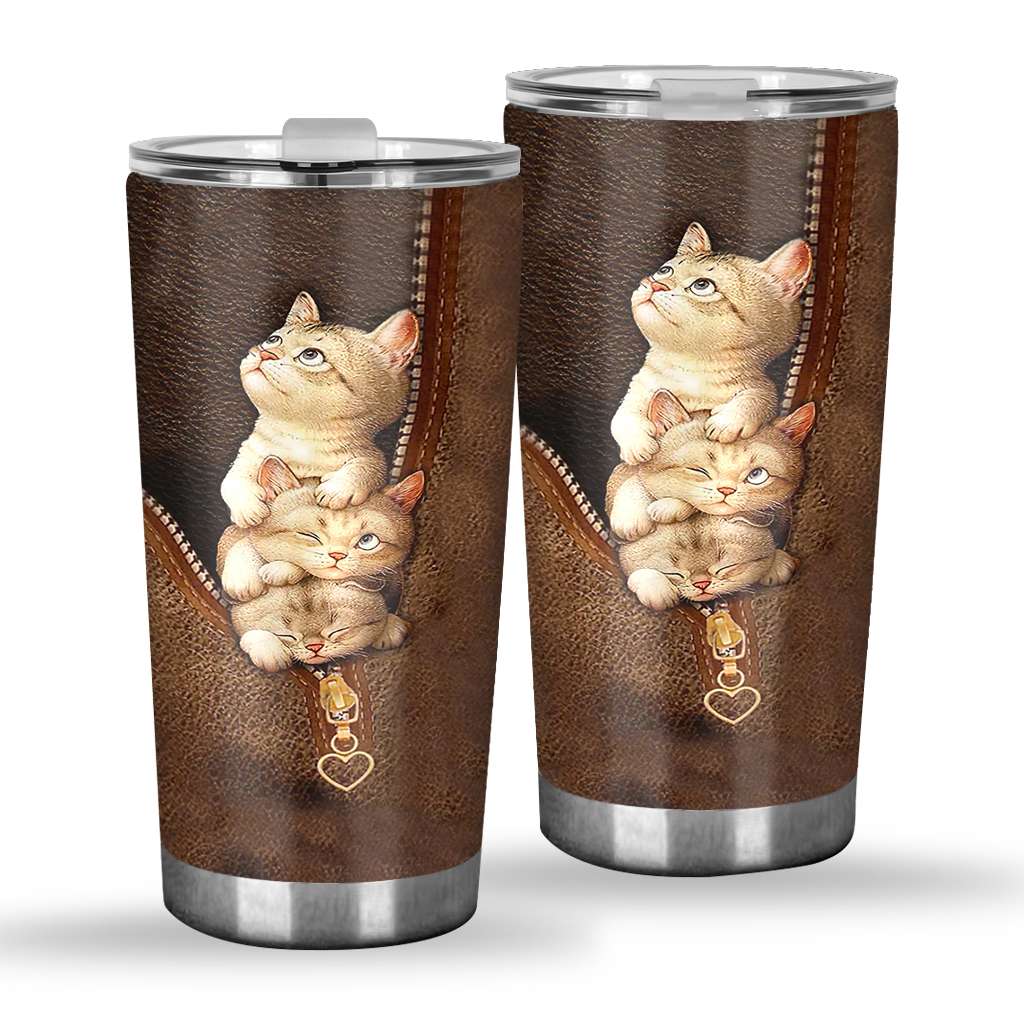 Love Cats Tumbler With Leather Pattern Print 0622