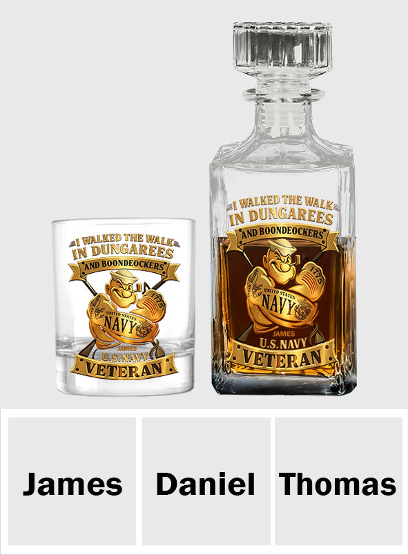 I Walked The Walk - Personalized Veteran Whiskey Decanter Set