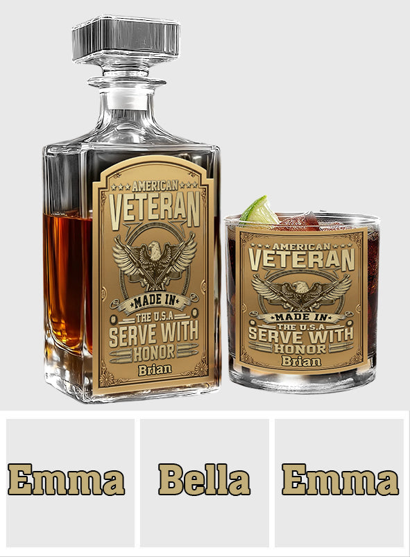 Veteran Whiskey Bottle - Personalized Veteran Whiskey Decanter Set