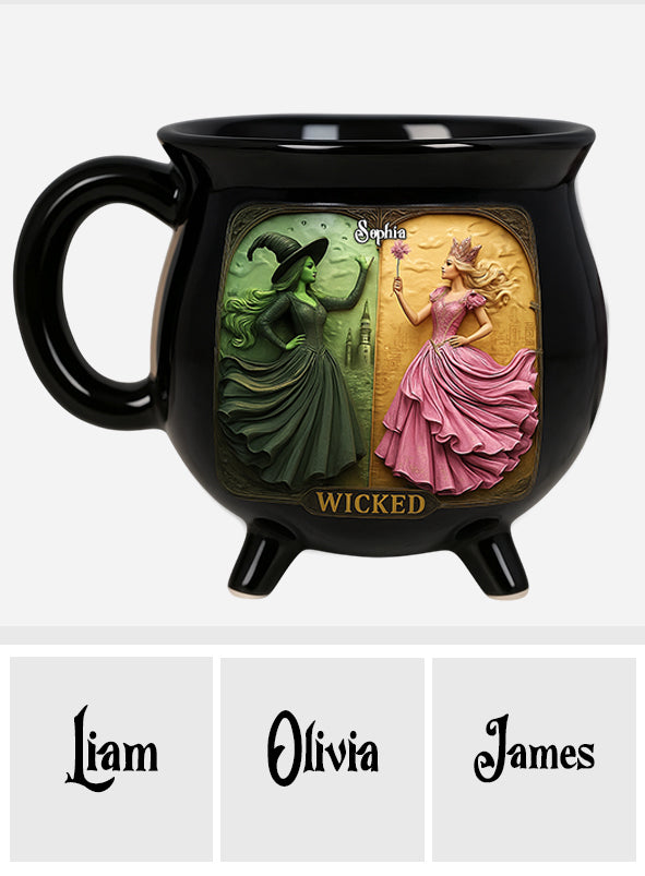 Changed For Good Witch & Princess - Personalized Green and Pink Cauldron Mug