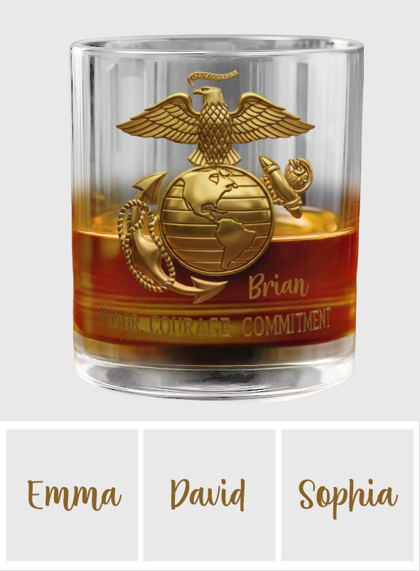 Premium American Pride US Marine - Personalized Veteran Whiskey Glass