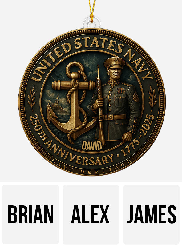 US Navy 250th Anniversary - Personalized Veteran Custom Shaped Ornament