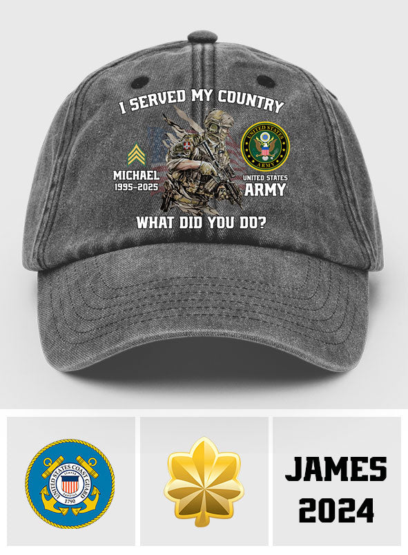 I Served My Country - Personalized Veteran Washed Denim Cap