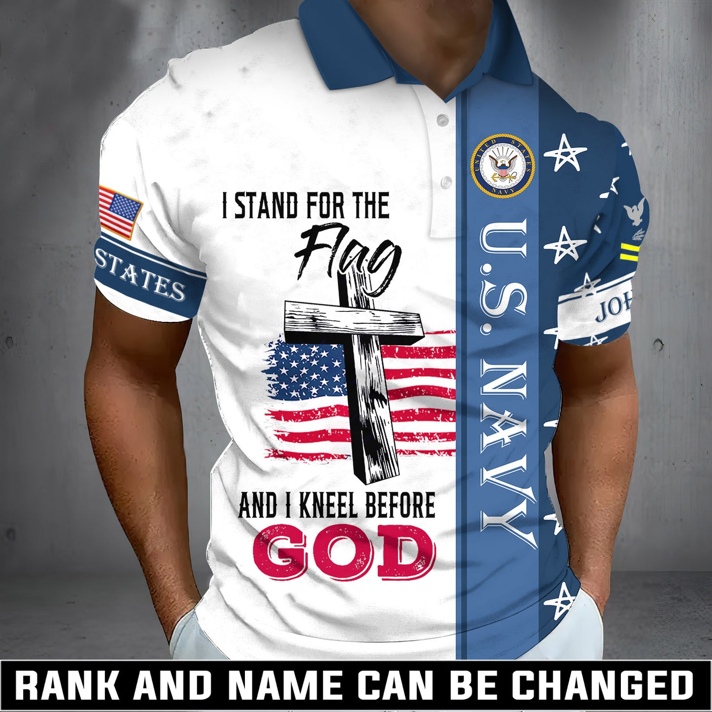 I Stand For The Flag - Personalized Veteran Polo Shirt