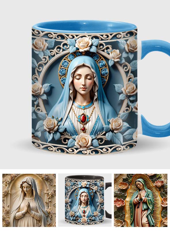 Mother Of God Rosette Wreath Emblem - Personalized Christian Accent Mug