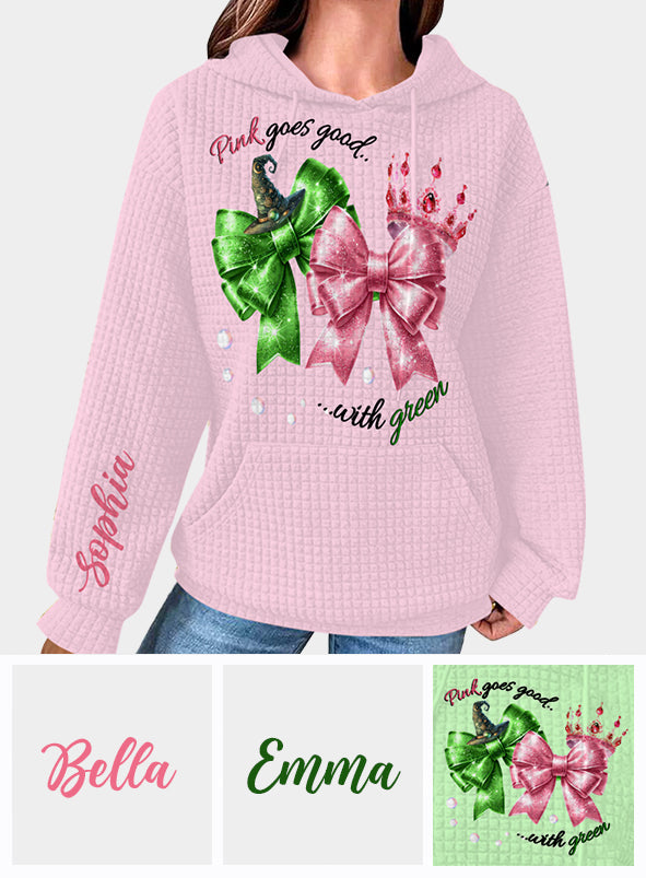 Pink Green Witch - Personalized Waffle Hoodie