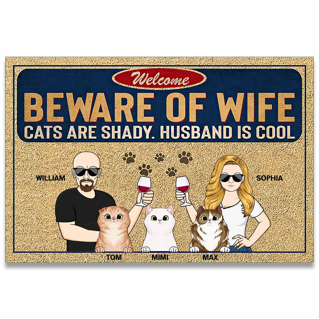 Be Ware Of - Personalized Cat Doormat