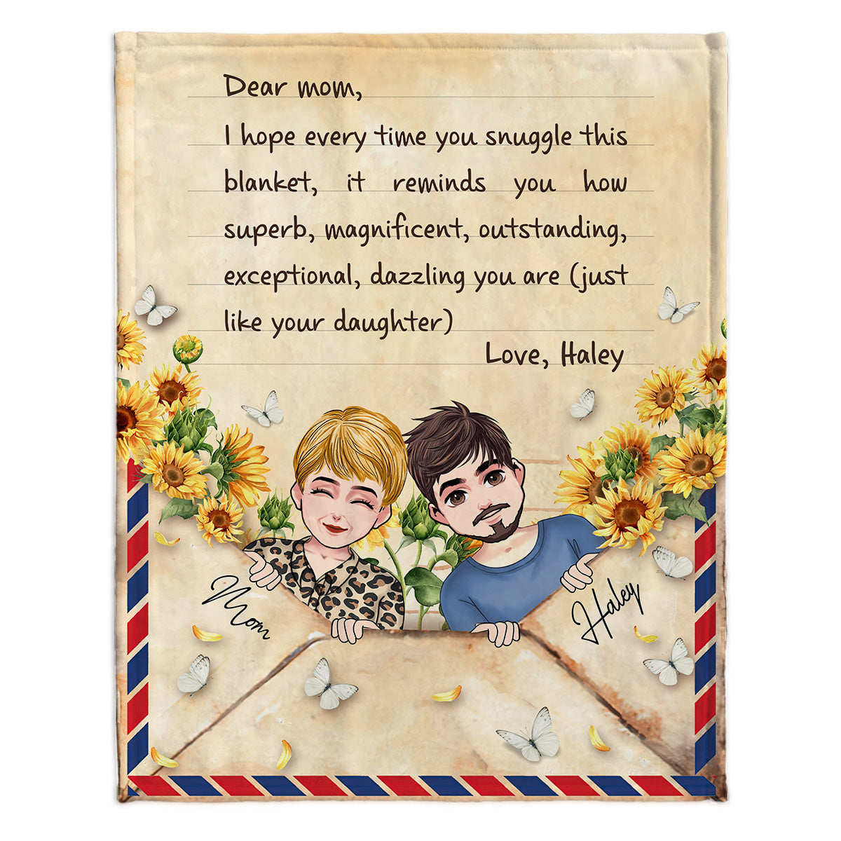 Dear Mom Letter Blanket - Personalized Mother Blanket