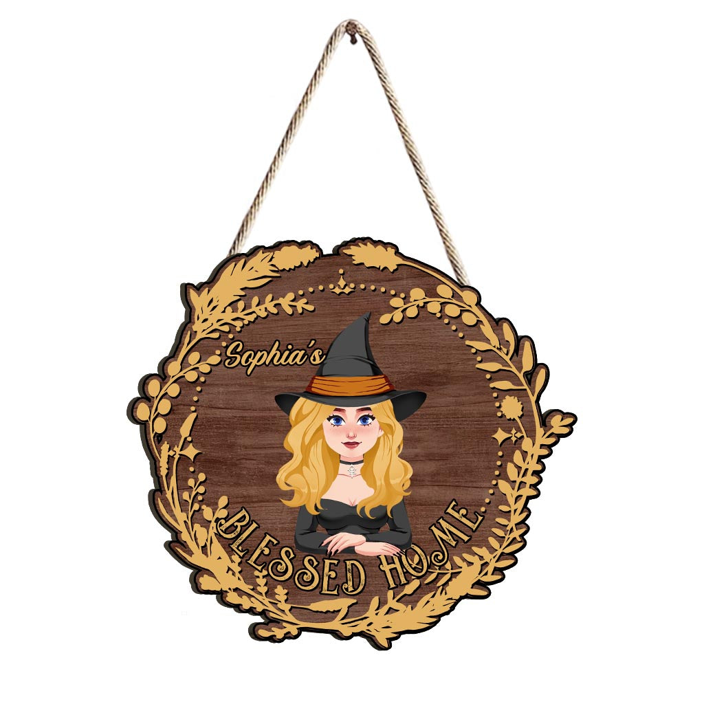 Blessed Home - Personalized Witch Wood Sign