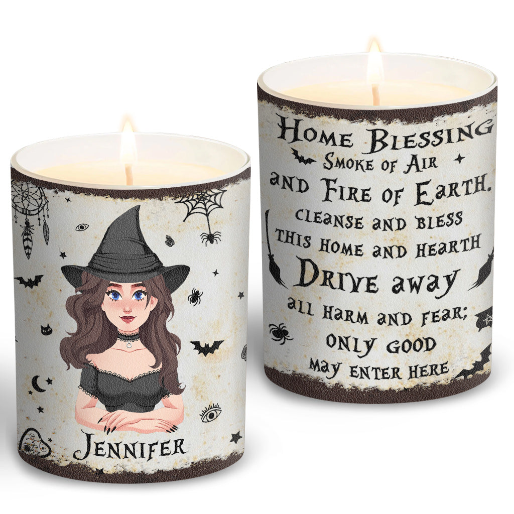 Home Blessing - Personalized Witch Candle With Wooden Lid