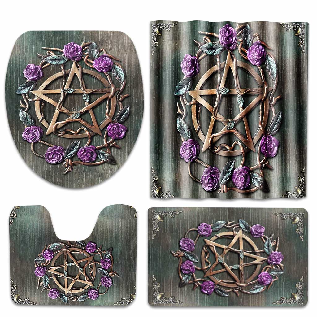 Witch - Bathroom Curtain & Mats Set With 3D Pattern Print