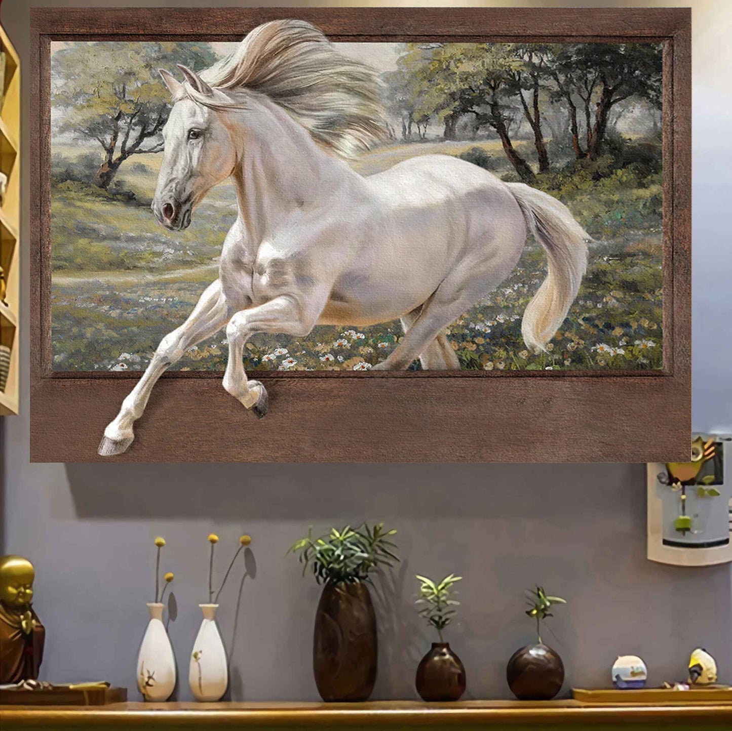 White Horse Horse Canvas And Poster 0523