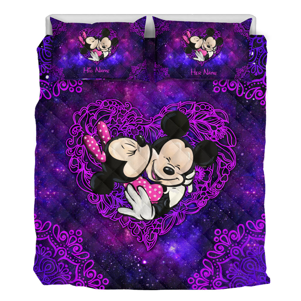 Lovely Couple - Personalized Mouse Quilt Set