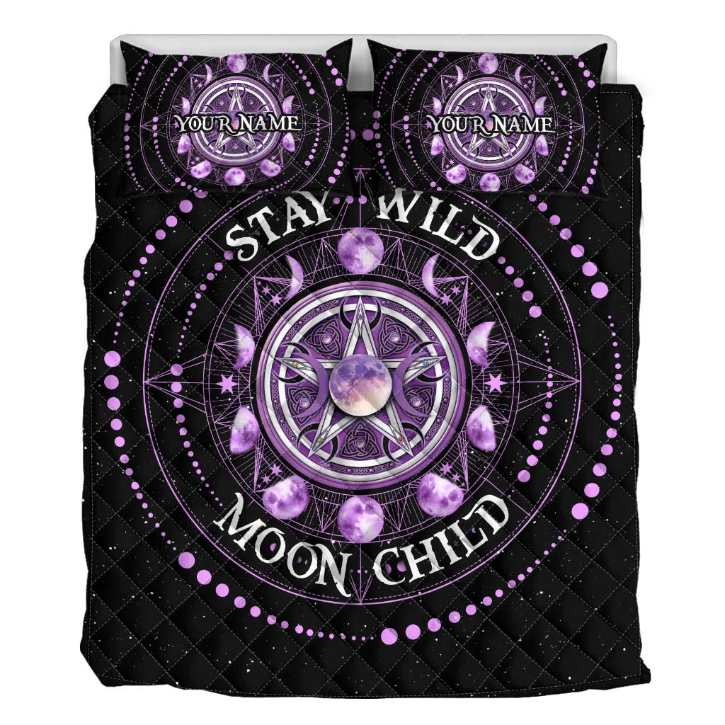 Stay Wild Moon Child - Personalized Halloween Witch Quilt Set