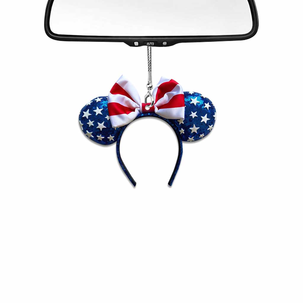 Happy 4th Of July - Independence Day Mouse Car Ornament With 3D Pattern Print (Printed On Both Sides)