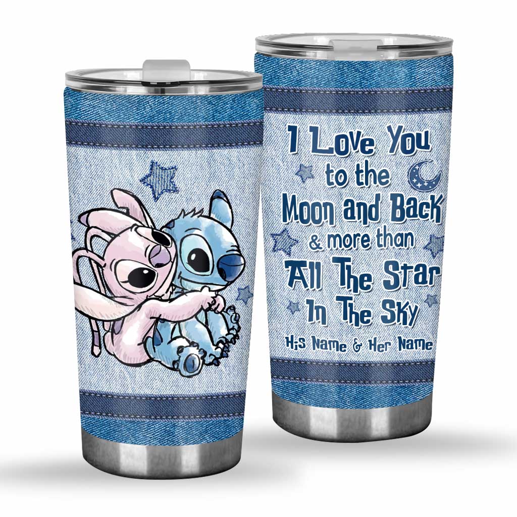 Love You To The Moon And Back - Personalized Couple Ohana Tumbler