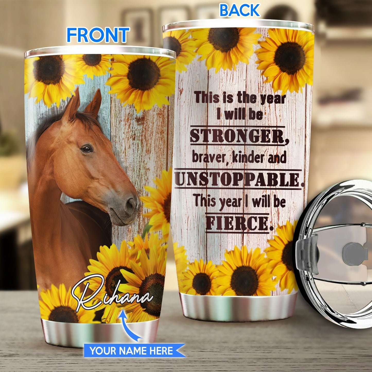 Horse Sunflower Personalized Horse Tumbler 0523