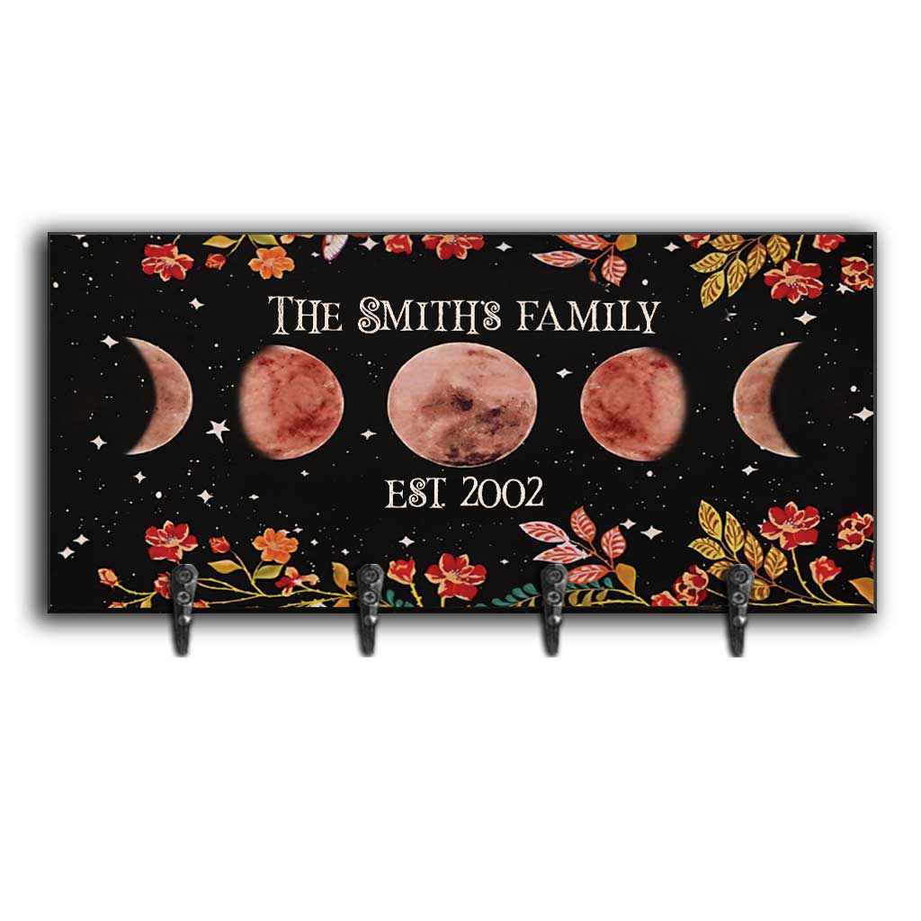 Moon Phase Floral - Personalized Witch Key Rack