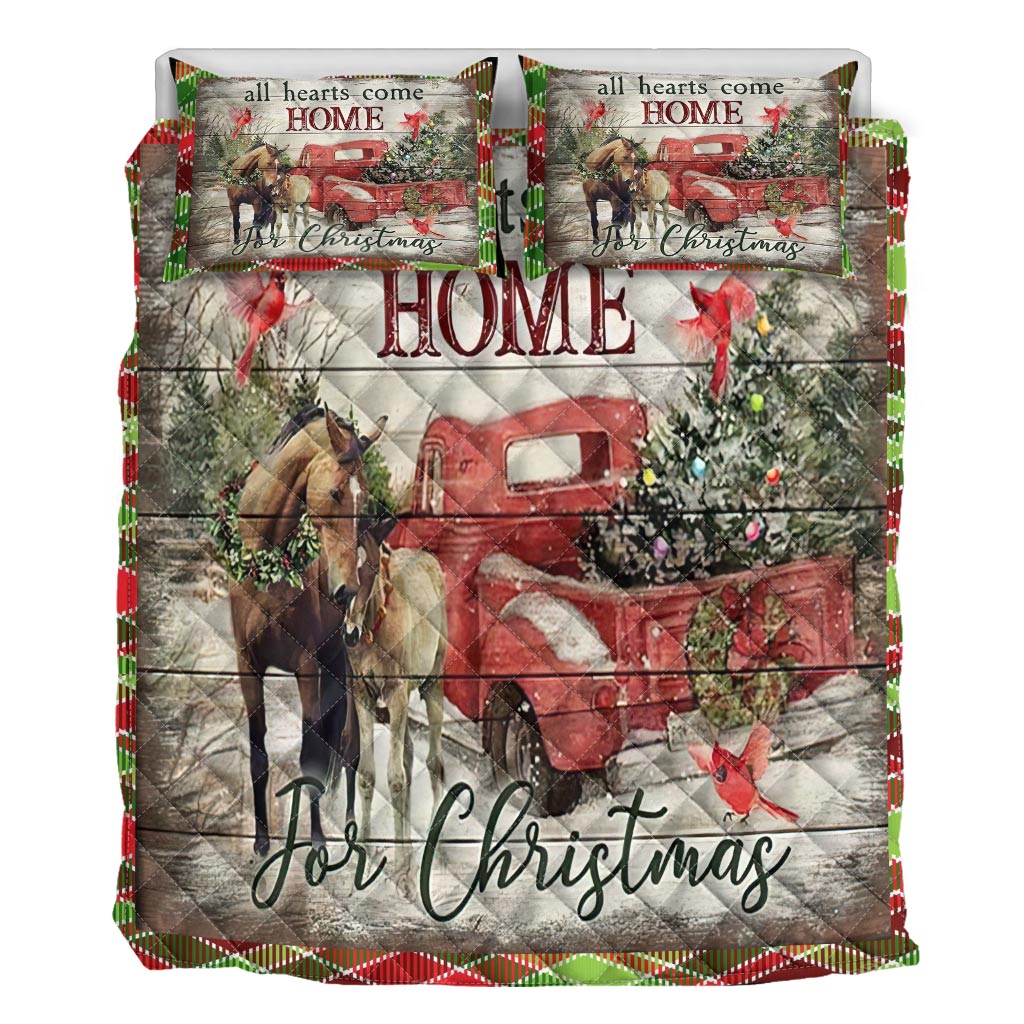 All Hearts Come Home For Christmas Horse Quilt Set 0622