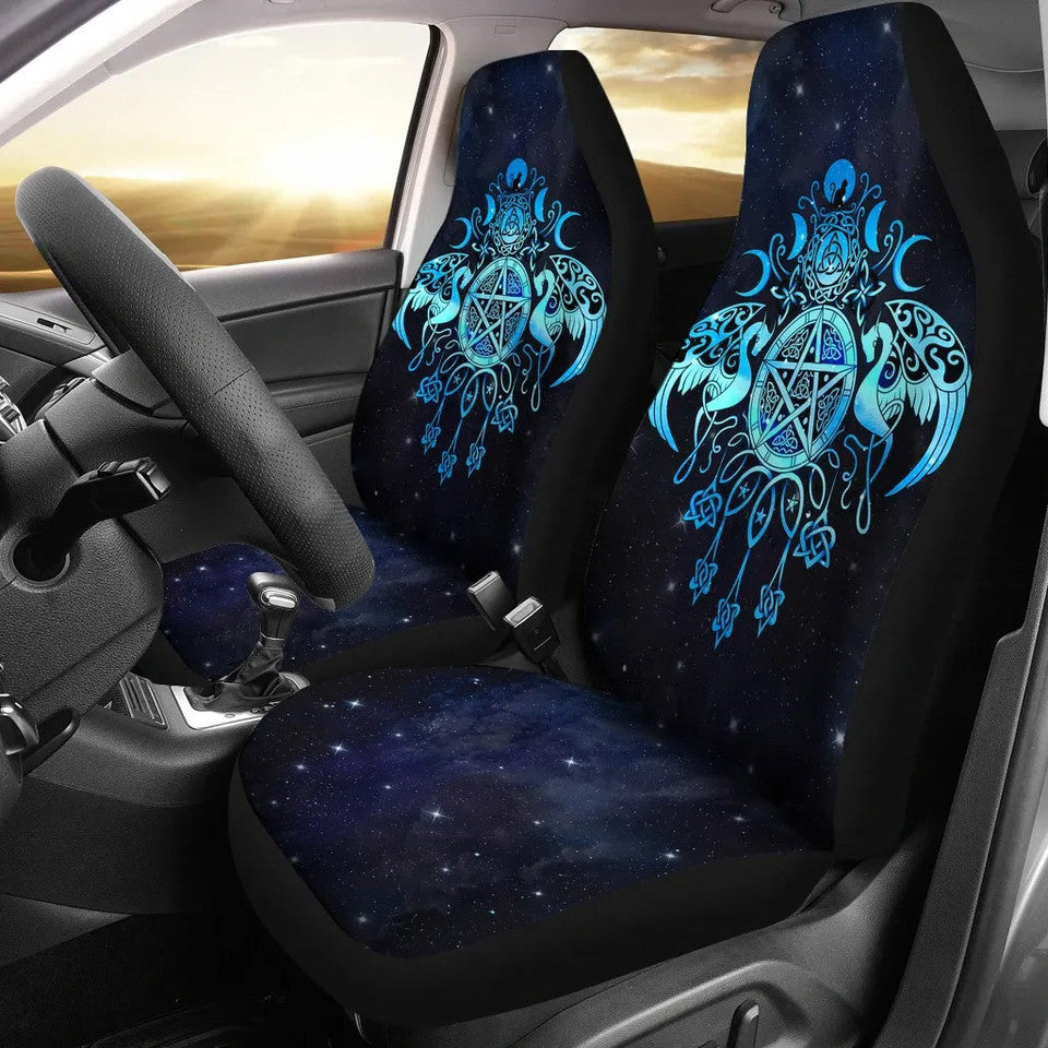 Celtic Wiccan Wicca Pentacle Starry Night- Witch Seat Covers 0822