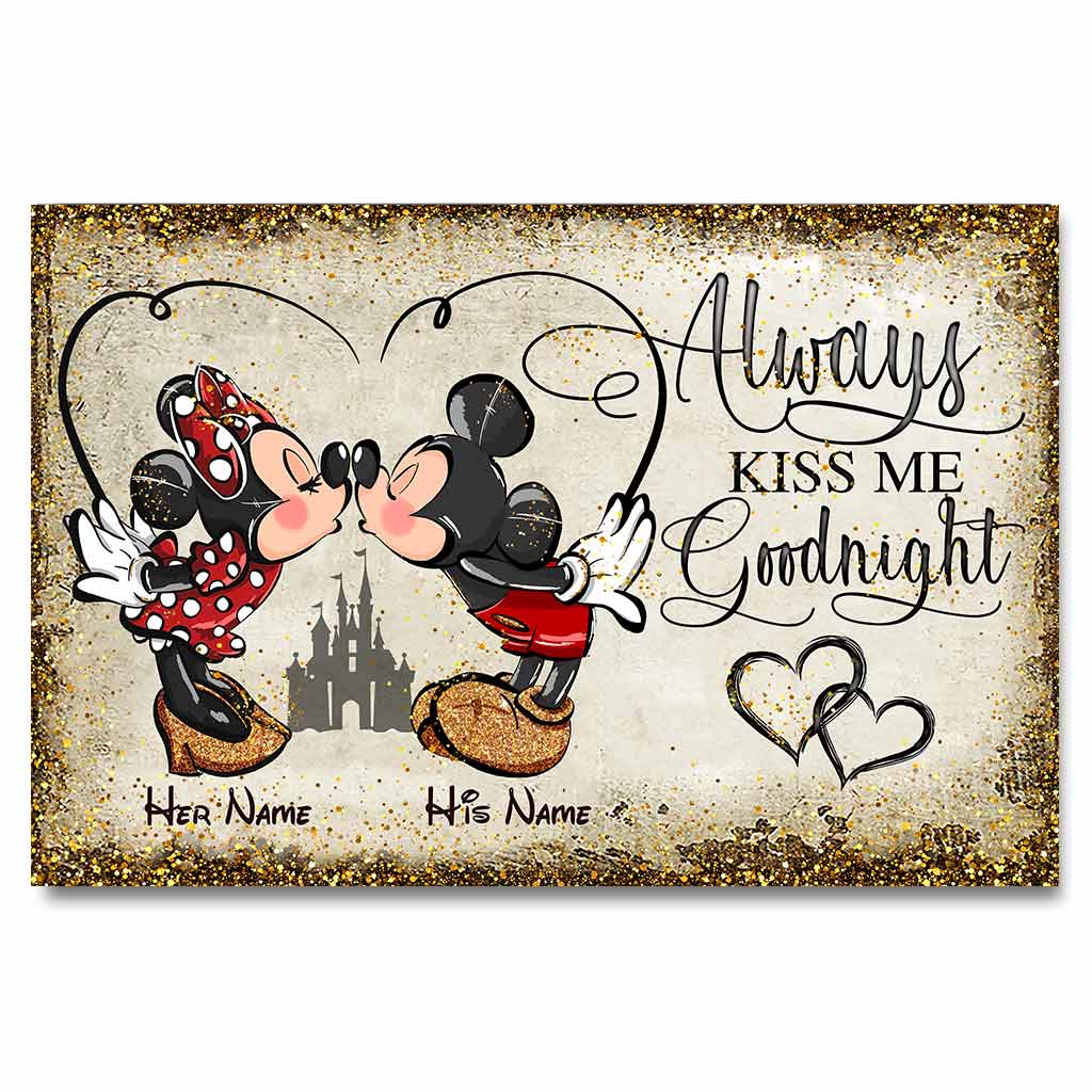 Always Kiss Me Goodnight - Personalized Couple Mouse Poster