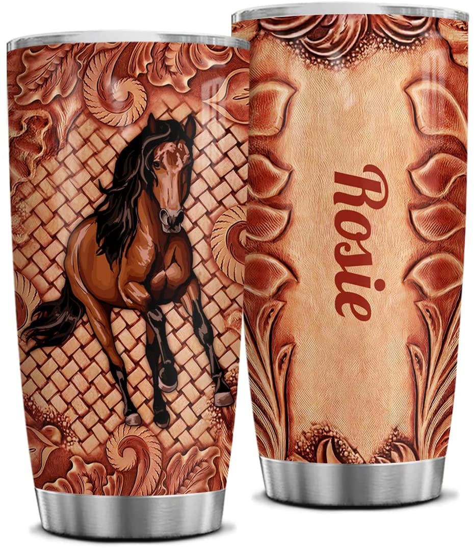 Wood Pattern Print Personalized Horse Tumbler 0523
