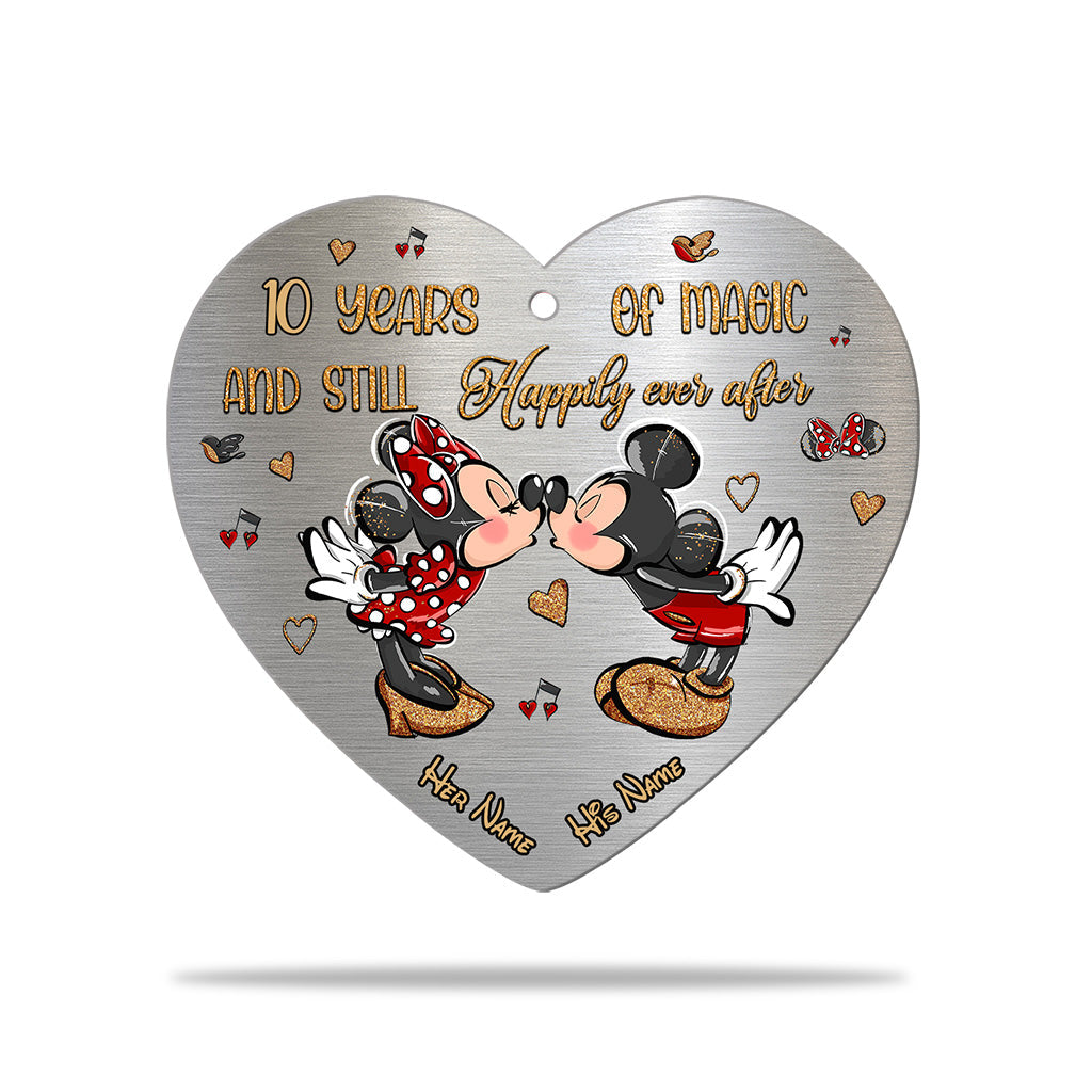 Still Happily Ever After - Personalized Christmas Mouse Heart Aluminium Ornament (Printed On Both Sides)