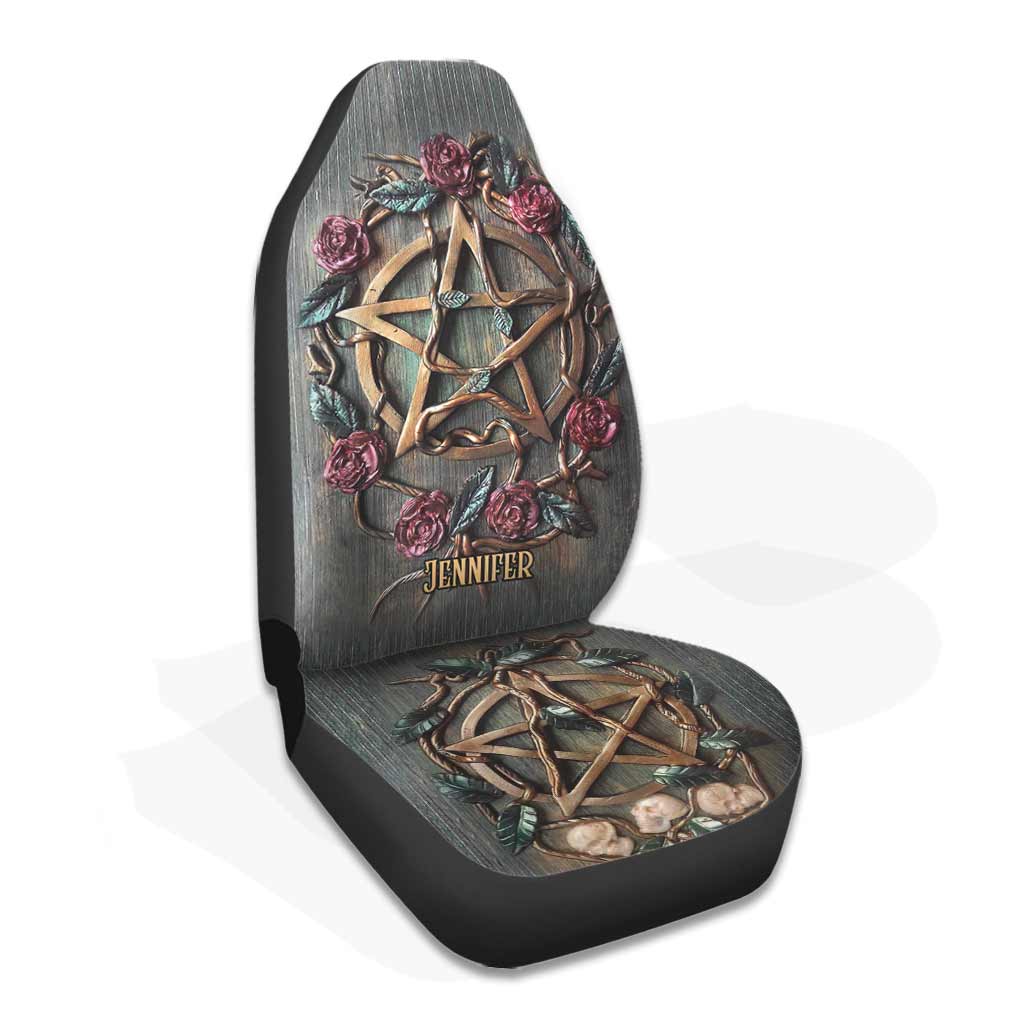 Mystical Rose Triple Moon - Personalized Witch Seat Covers With 3D Pattern Print