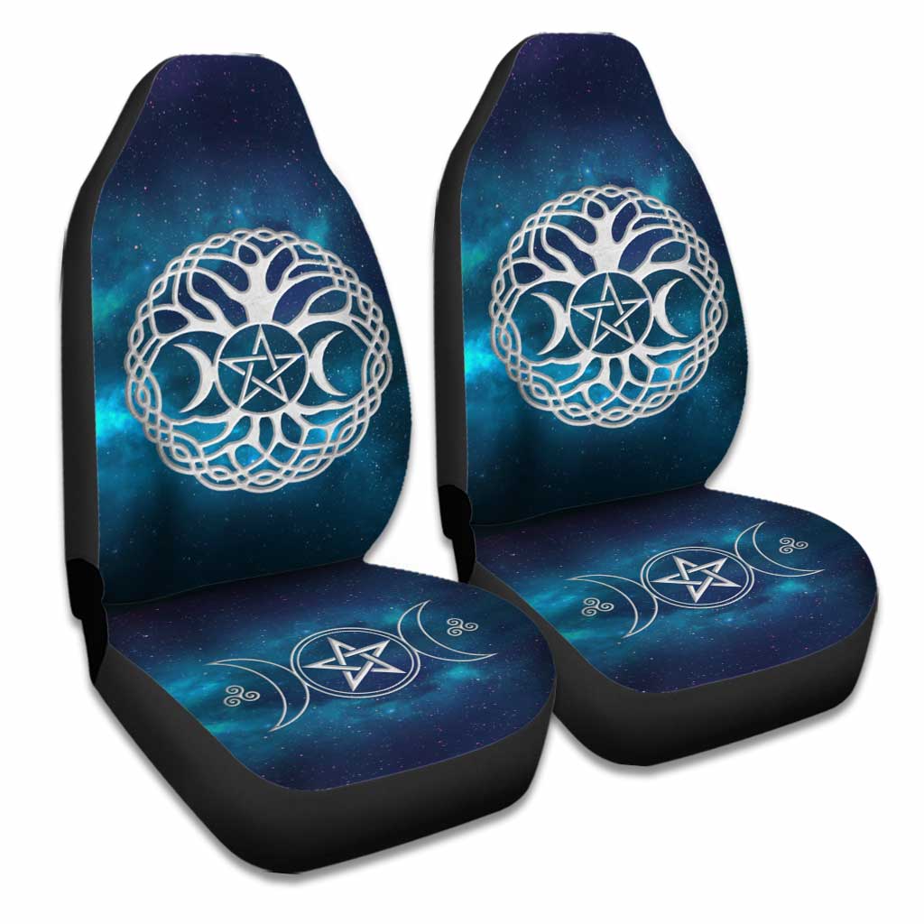 Celtic Wicca Wicca Tripple Moon Tree Of Life And Pentacle- Witch Seat Covers 0822
