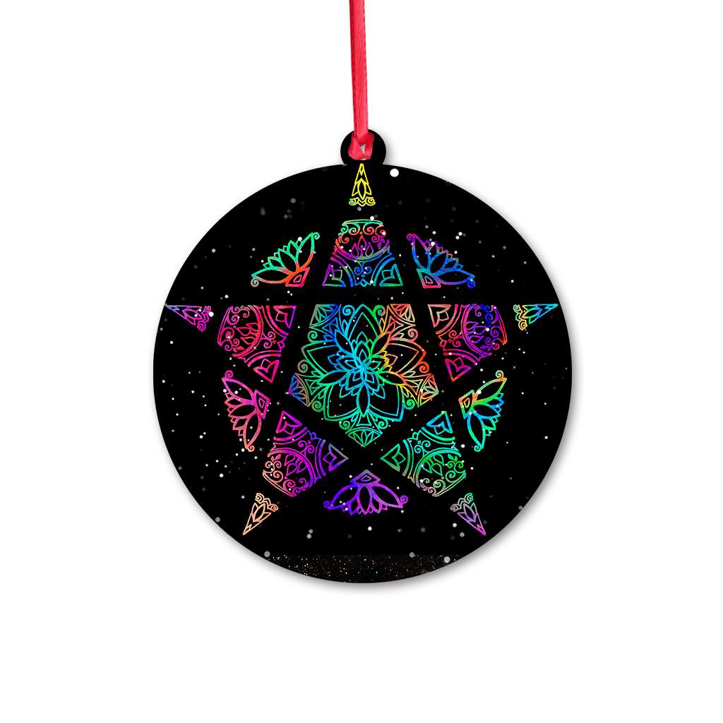 Colorful Pentacle - Witch Ornament (Printed On Both Sides) 1022