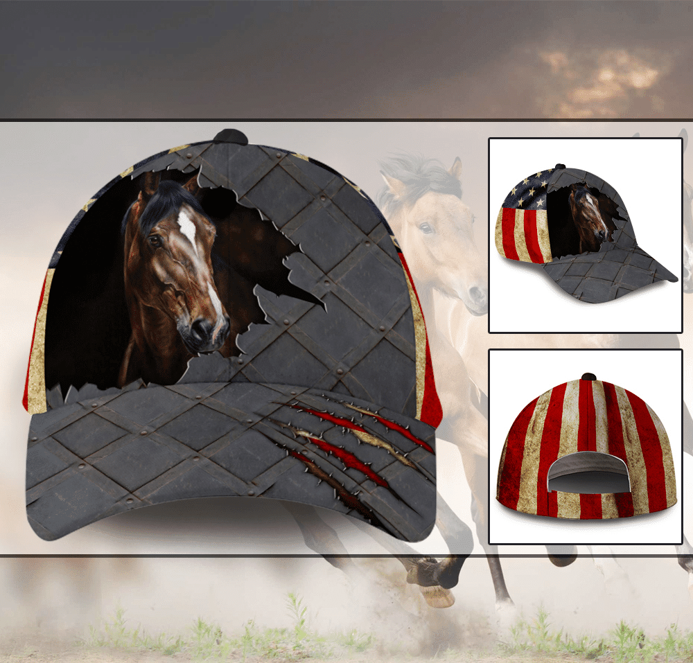 American Flag Horse Classic Cap 0823