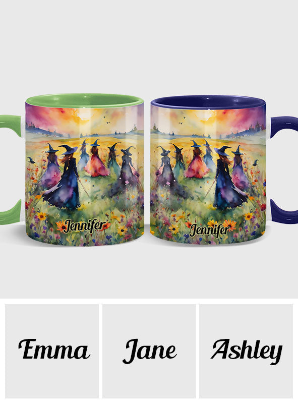 Watercolor Witches Gather - Personalized Witch Accent Mug