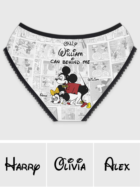 Only You Can Behind Me - Personalized Mouse Lace Border Women Briefs