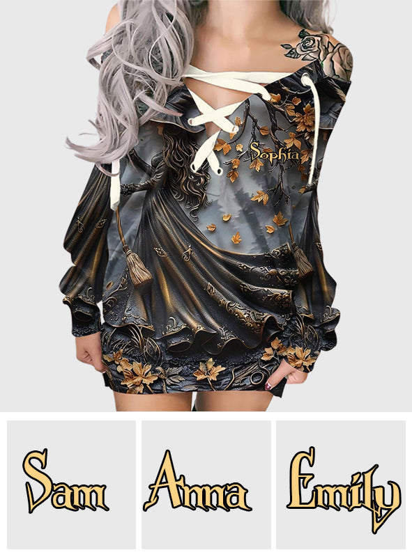 Beautiful Witch - Personalized Witch Off Shoulder Long Sleeve Dress