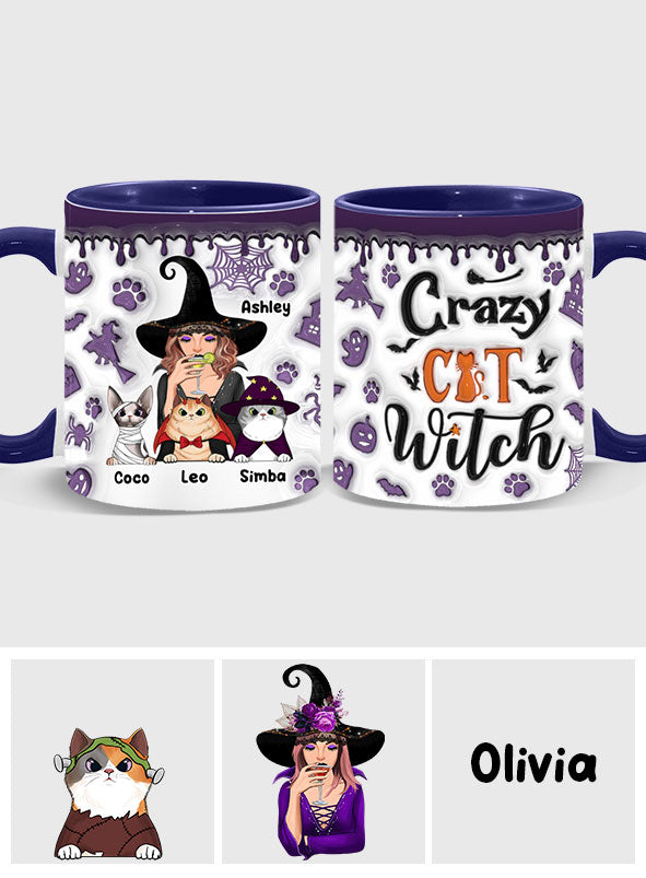 Crazy Cat Witch - Personalized Witch Accent Mug