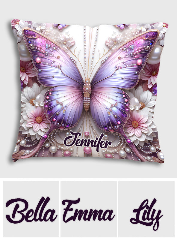 Purple Butterflies - Personalized Butterfly Throw Pillow