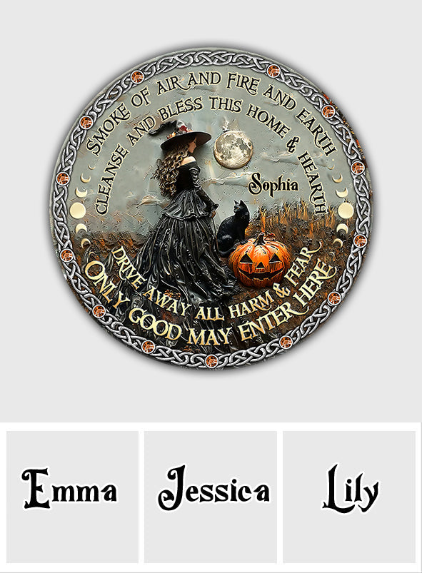 Smoke Of Air And Fire And Earth - Personalized Witch Round Wood Sign