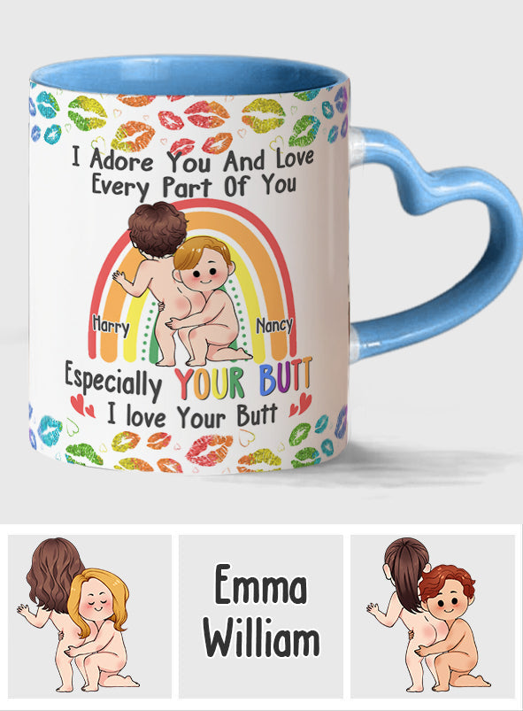 I Adore You And Love Every Part Of You - Personalized LGBT Support Heart Handle Mug
