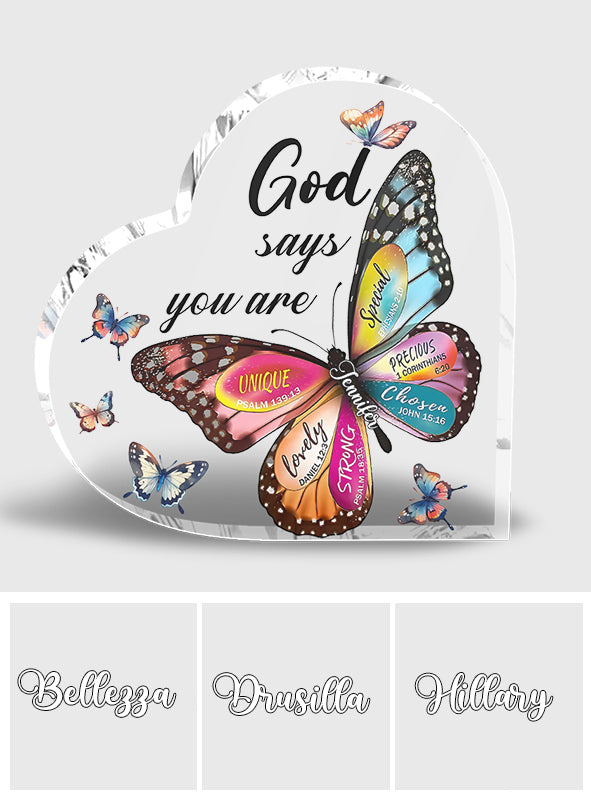 God Says You Are - Personalized Butterfly Custom Shaped Acrylic Plaque