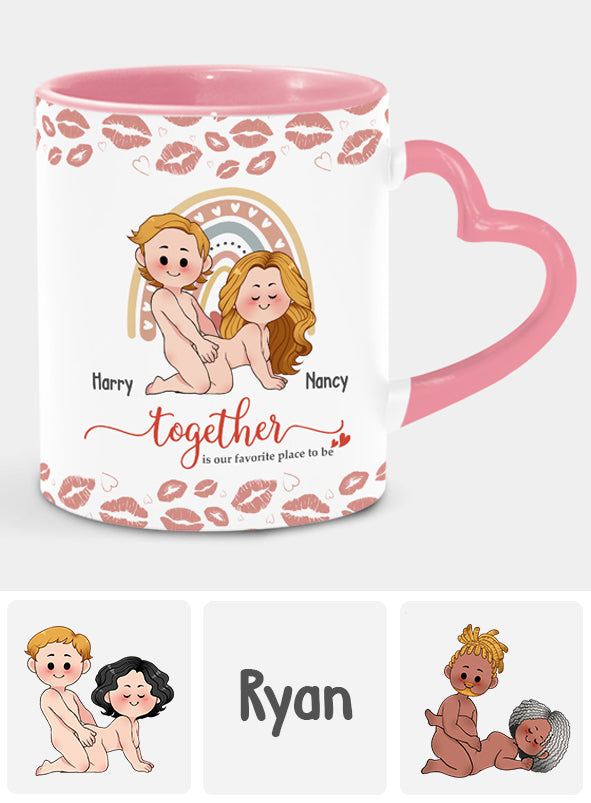 I Love You - Personalized Couple Heart Handle Mug