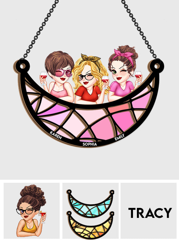 Besties Forever - Personalized Bestie 2 Layered Window Hanging Suncatcher