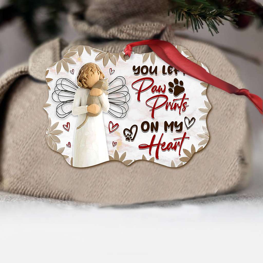 Memorial Angel Cat You Left Paw Prints On My Heart - Cat Ornament (Printed On Both Sides) 1022
