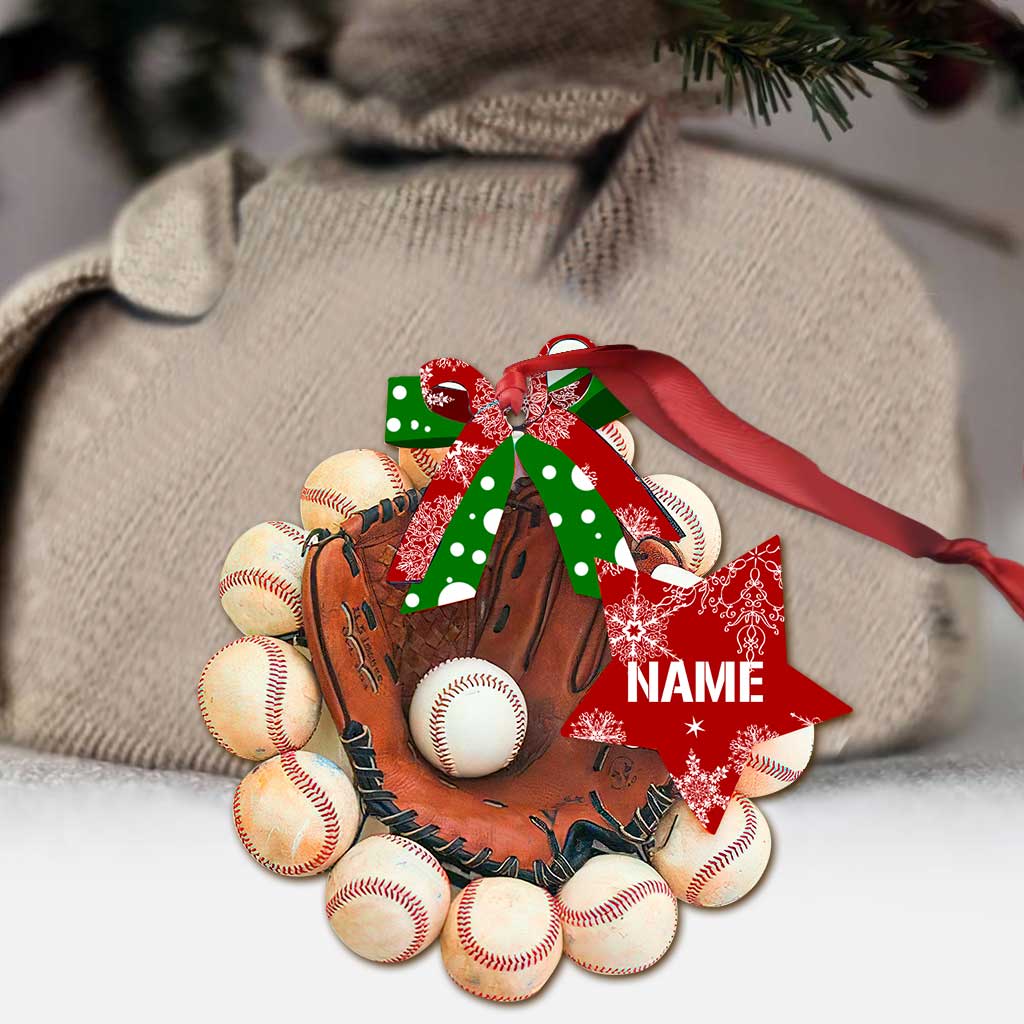 Baseball Glove - Personalized Christmas Ornament (Printed On Both Sides)
