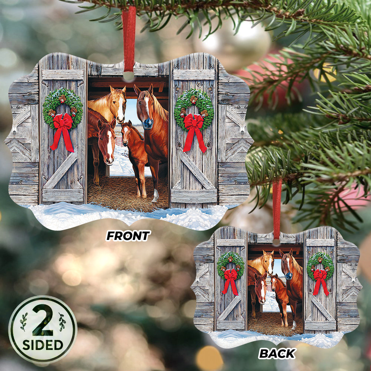 Horse Barn Christmas - Horse Ornament (Printed On Both Sides) 1022