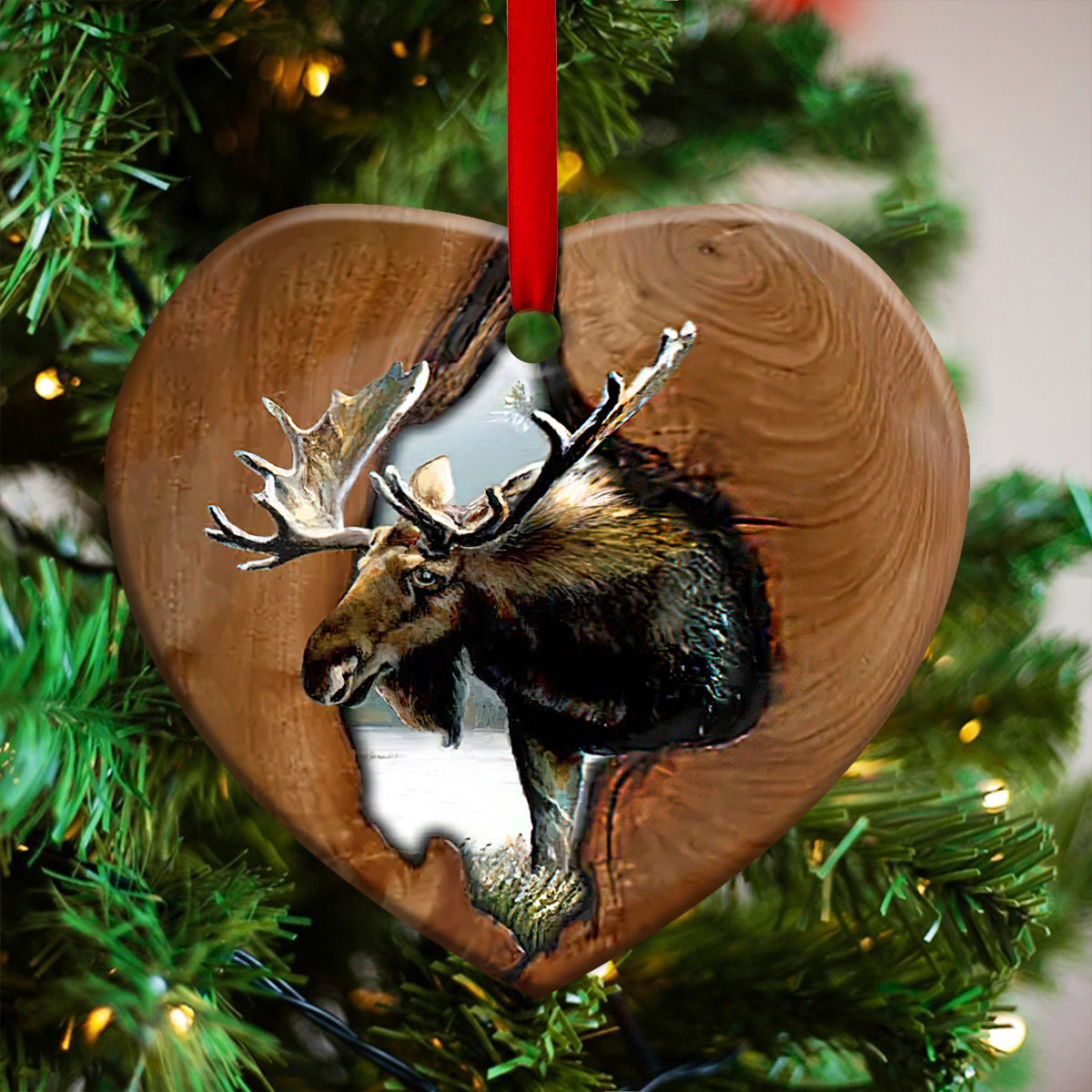 Tree Crack Moose - Hunting Ornament (Printed On Both Sides) 1022