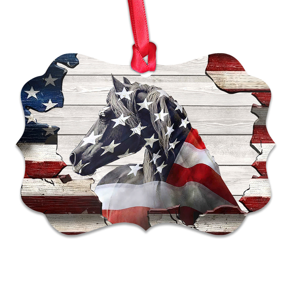 Horse American Patriot - Horse Ornament (Printed On Both Sides) 1022