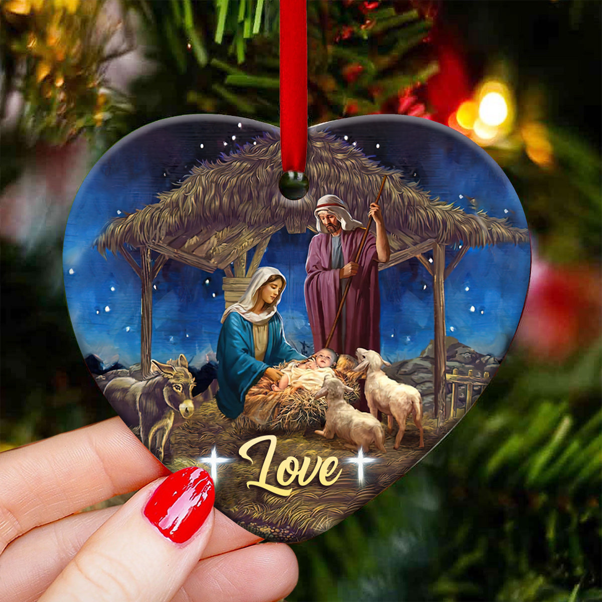 Faith Hope Love Christian - Heart Aluminium Ornament (Printed On Both Sides) 1122