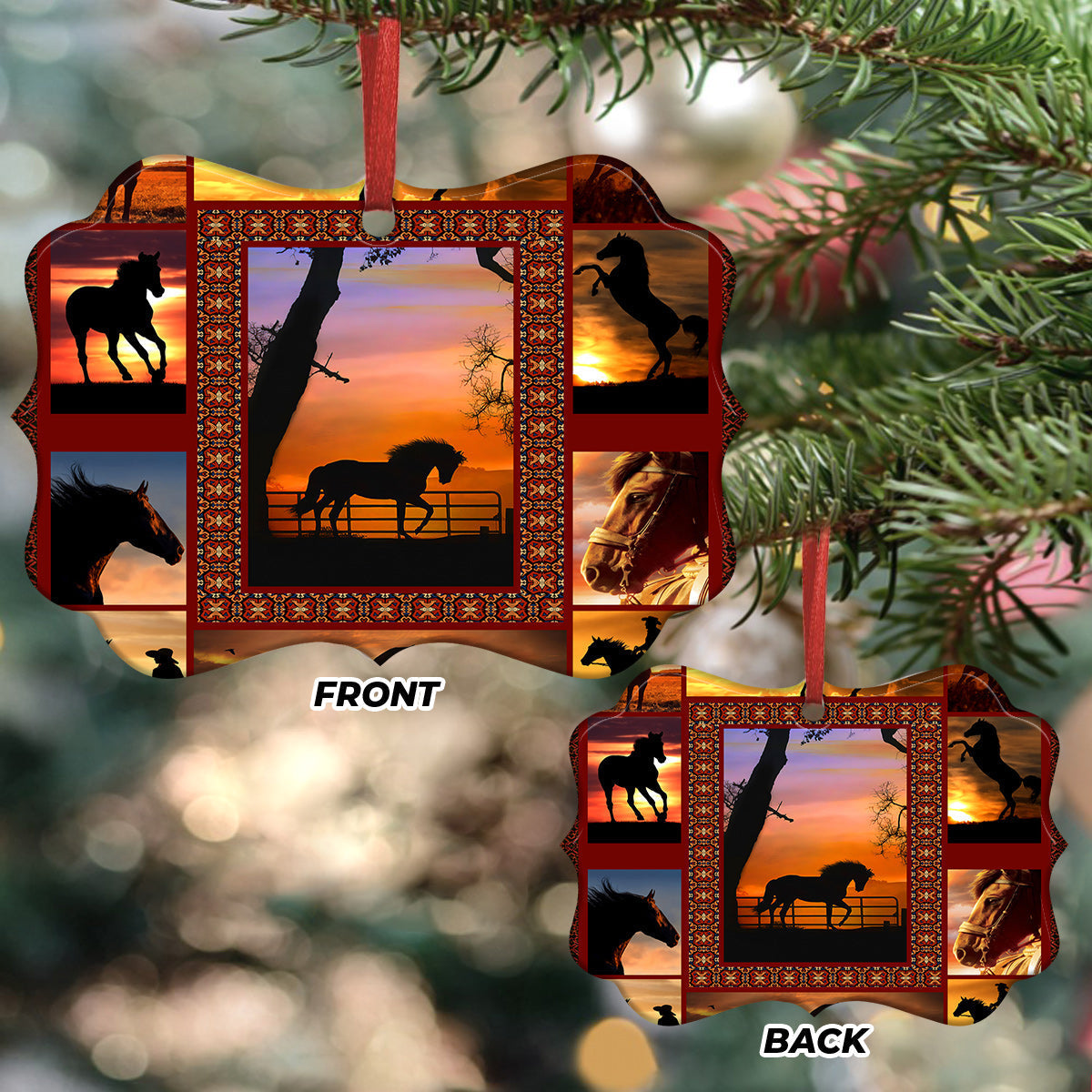 Horse Sunset - Horse Ornament (Printed On Both Sides) 1022
